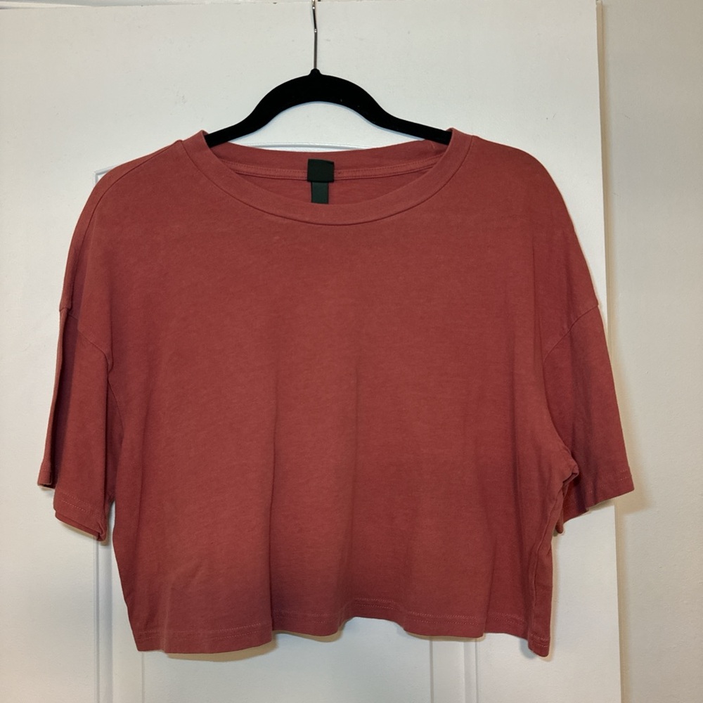 Red Boxy Cropped Tee